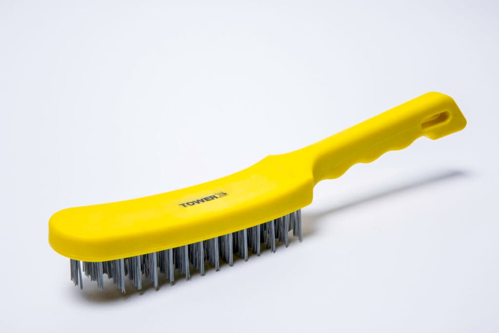 Tower Steel Brush Plastic Handle Side View